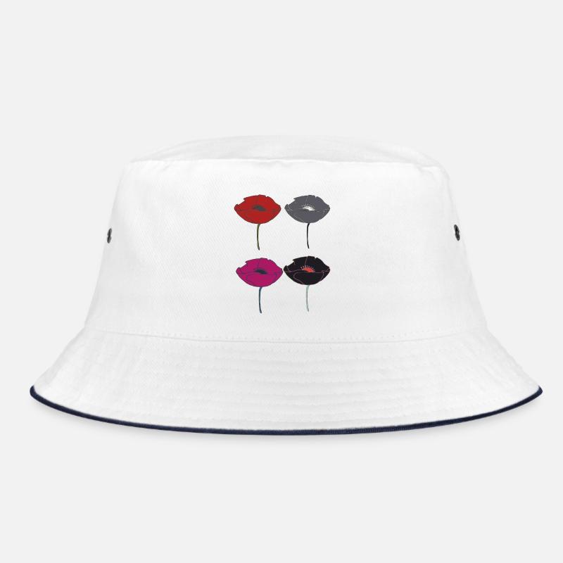 mohnblumen bunt - Bucket Hat - Weiß/Navy