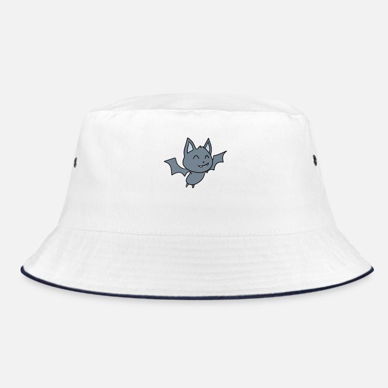 Fledermaus - Bucket Hat - Weiß/Navy