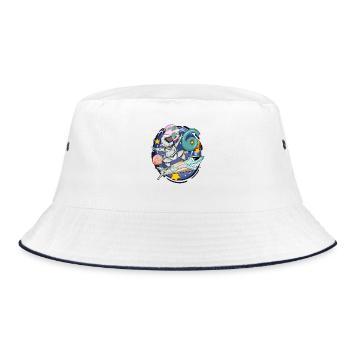 6th birthday boy - 6 years old - I am 6 - Bucket Hat - white/navy - Front