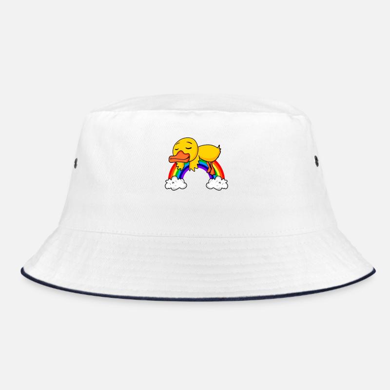 Regenbogen Ente - Bucket Hat - Weiß/Navy