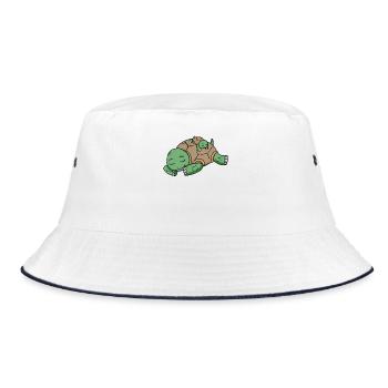 Turtle Papa with Baby Turtle - Bucket Hat - white/navy - Front