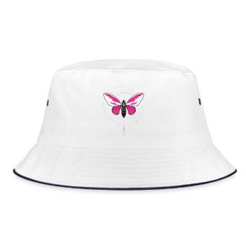 moth tattoo butterfly pendulum pink moon phase - Bucket Hat - white/navy - Front