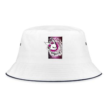 hase bad skate grimmig lol yolo explosion cool str - Bucket Hat - Weiß/Navy - Vorne