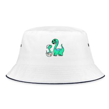 Dinosaurs with Baby Dinosaurs - Bucket Hat - white/navy - Front