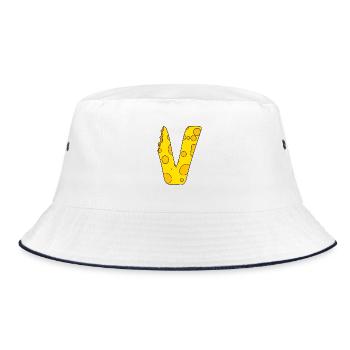 Letter V - Bucket Hat - white/navy - Front