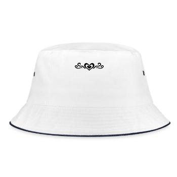 Herz Dekoration Geschenk - Bucket Hat - Weiß/Navy - Vorne