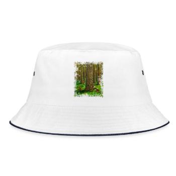 Waldtiere, Zwerg und Naturmagie - Bucket Hat - Weiß/Navy - Vorne