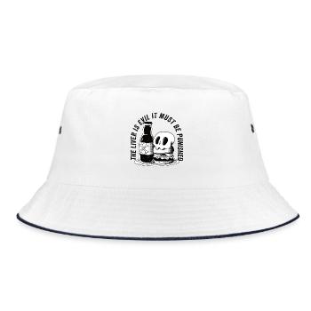 The liver is evil and is punished - Bucket Hat - white/navy - Front