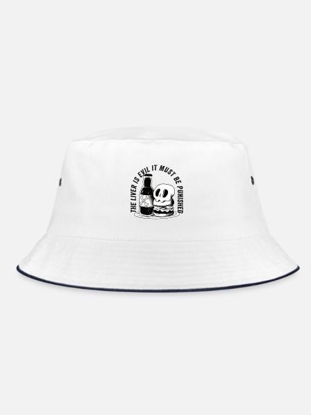 The liver is evil and is punished - Bucket Hat - white/navy - Front