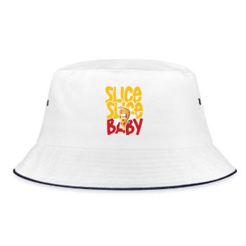 Slice slice baby pizza - Bucket Hat - Weiß/Navy - Vorne