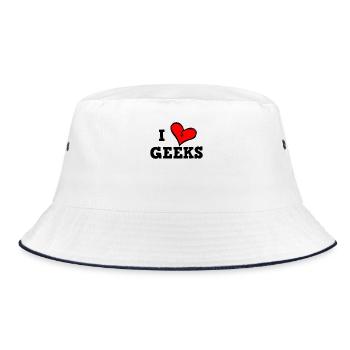 I love geeks - Bucket Hat - white/navy - Front