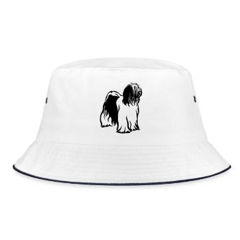 Tibet Terrier - Bucket Hat - Weiß/Navy - Vorne