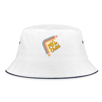 70's Child - Retro Birthday - Bucket Hat - Weiß/Navy - Vorne