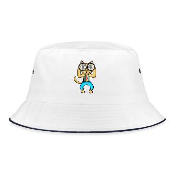 Telescope Astronomy Astronomer Cat - Bucket Hat - white/navy - Front