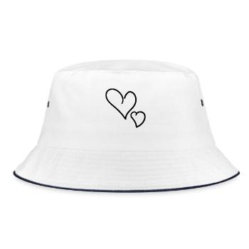 Herz Herze - Bucket Hat - Weiß/Navy - Vorne