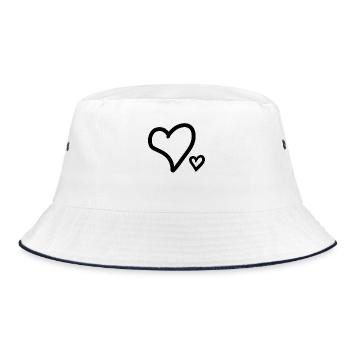 Herz Herze - Bucket Hat - Weiß/Navy - Vorne