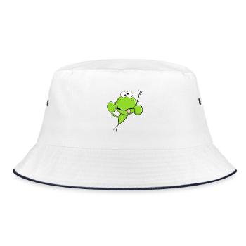 Frecher Quak Frosch I Frosch Cartoon MODARTIS - Bucket Hat - Weiß/Navy - Vorne