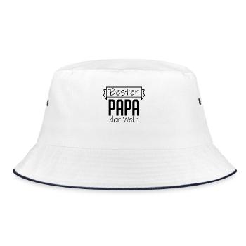 Papa Shirt - Bester Papa der Welt - Vatertag - Bucket Hat - Weiß/Navy - Vorne