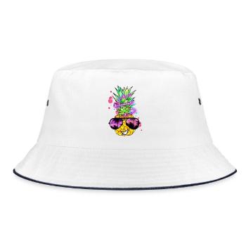 cool pineapple with neon spiral - Bucket Hat - white/navy - Front
