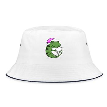 Cameeleon with pillow and sleeping cap - Bucket Hat - white/navy - Front