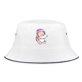 Axolotl with pillow and sleeping cap - Bucket Hat - white/navy - Front