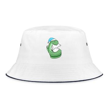 Snake with pillow and sleeping cap - Bucket Hat - white/navy - Front