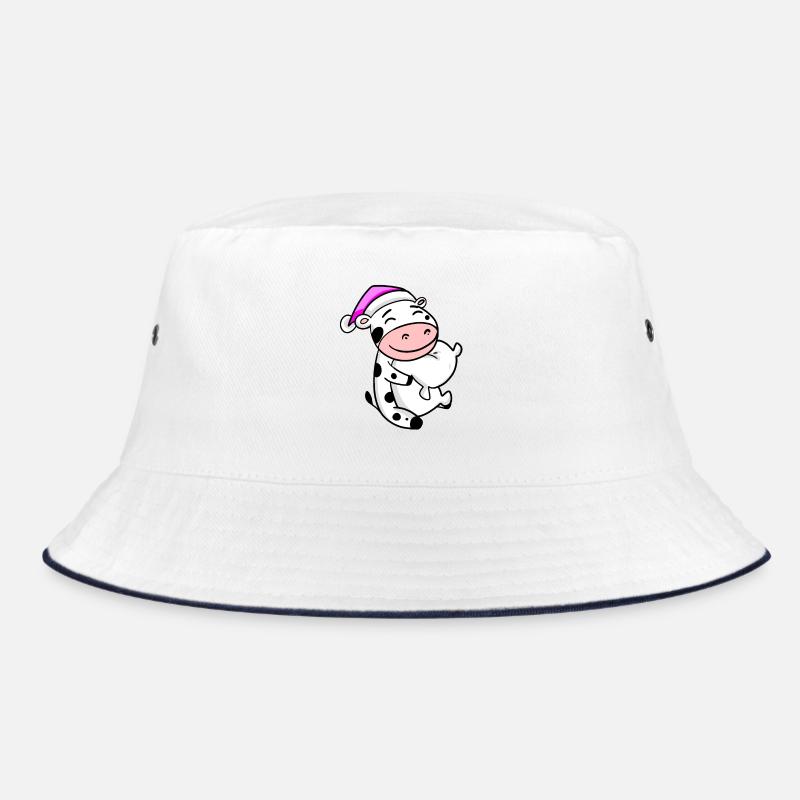 Cow with pillow and sleeping cap Bucket Hat