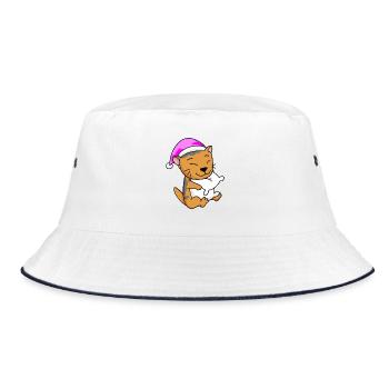 Cat Cat Breed Scottish Folding Ear Cat - Bucket Hat - white/navy - Front