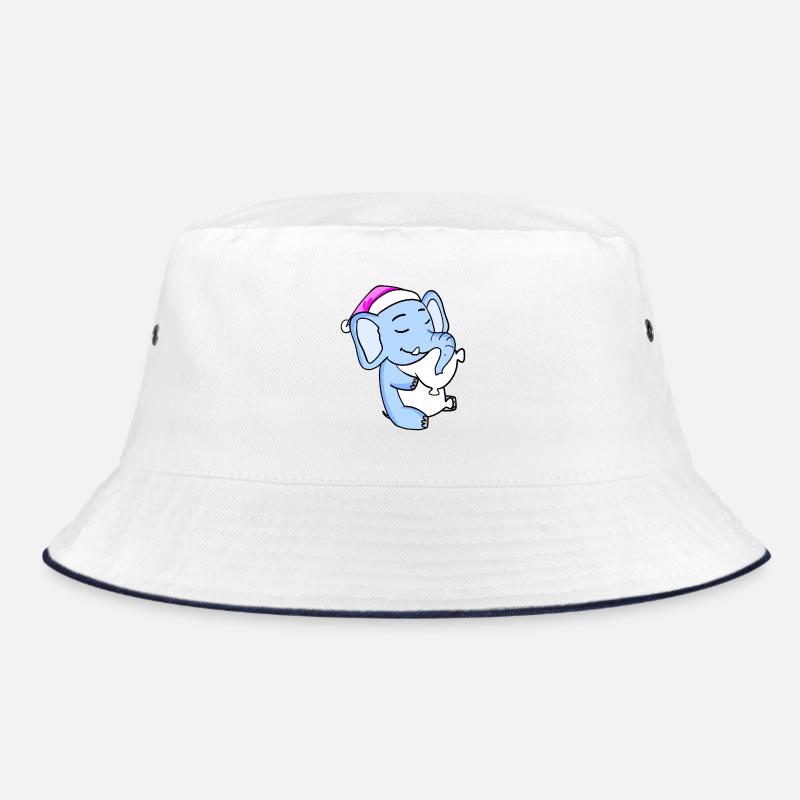 Elephant with pillow and sleeping cap Bucket Hat