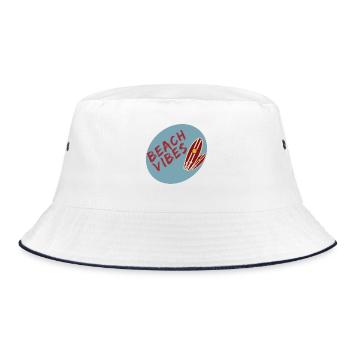 Beach Vibes - Beach Lovers - Bucket Hat - Weiß/Navy - Vorne