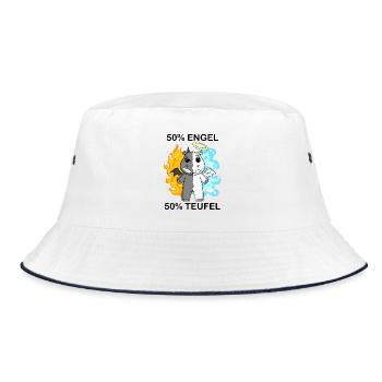 Nilpferd - Engel und Teufel - Bucket Hat - Weiß/Navy - Vorne