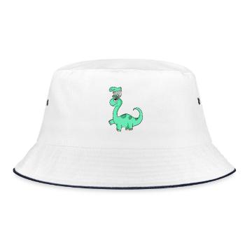 Dinosaurs with Baby Dinosaurs - Bucket Hat - white/navy - Front