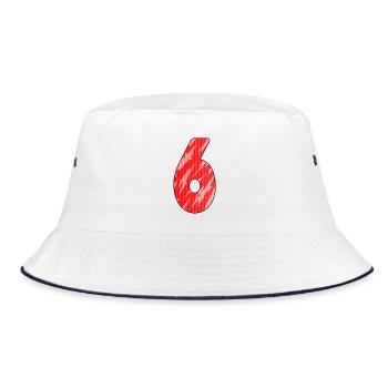 Number 6 - 6 years - Bucket Hat - white/navy - Front