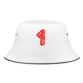 1 - Bucket Hat - Weiß/Navy - Vorne