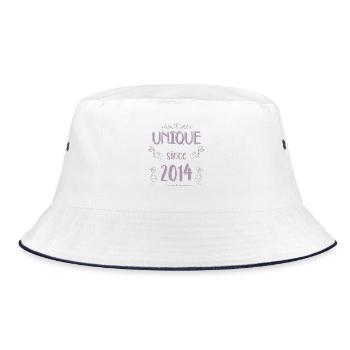 Einzigartig seit 2014 Geburtstag Mädchen - Bucket Hat - Weiß/Navy - Vorne