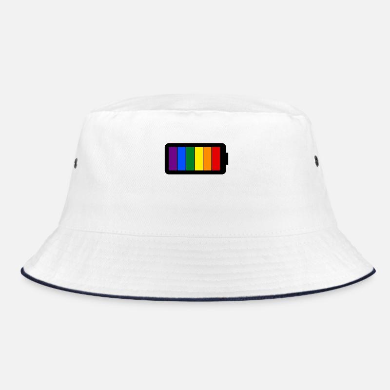 Regenbogenfarben Batterie Loading - Gay Pride - Bucket Hat - Weiß/Navy