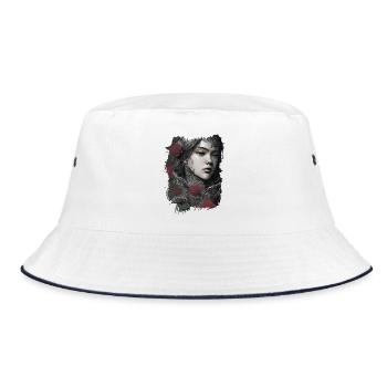 Rose Girl Knight Girl Princess - Bucket Hat - white/navy - Front