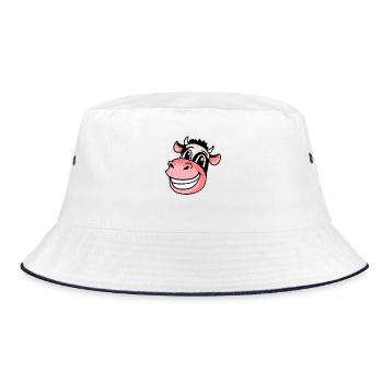 Kopf Tier Kuh - Bucket Hat - Weiß/Navy - Vorne