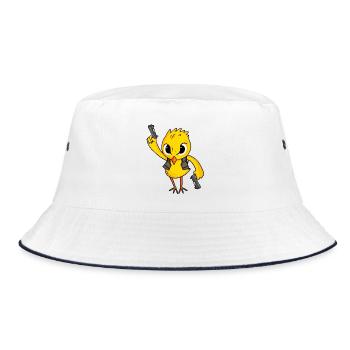 Küken mit Pistole - Bucket Hat - Weiß/Navy - Vorne