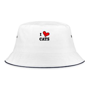 Ich liebe Katzen - Bucket Hat - Weiß/Navy - Vorne