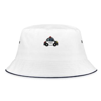 Polizei Auto - Bucket Hat - Weiß/Navy - Vorne