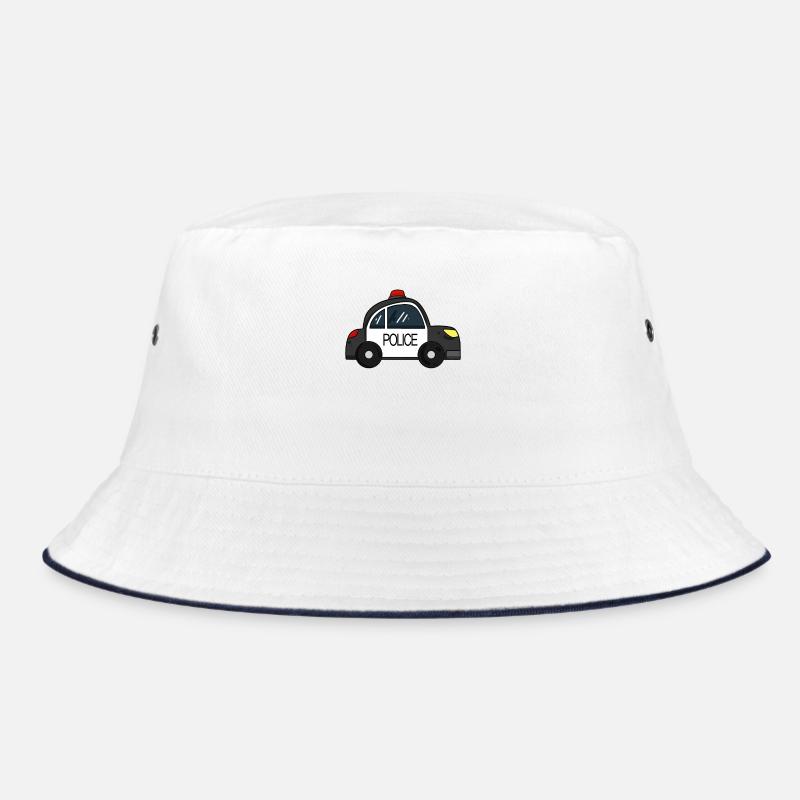 Polizei Auto - Bucket Hat - Weiß/Navy