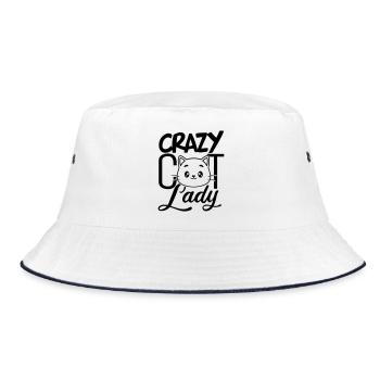 Cat-crazy girl - Bucket Hat - white/navy - Front