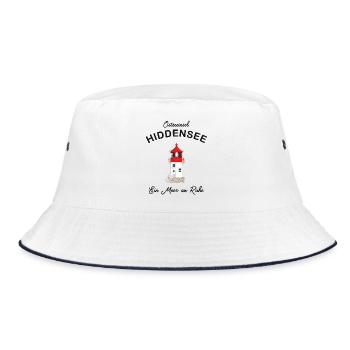Hiddensee, ein Meer an Ruhe, Leuchtturm Gellen - Bucket Hat - Weiß/Navy - Vorne