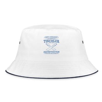 T-Shirt für Tischler weil Architekten Helden - Bucket Hat - Weiß/Navy - Vorne