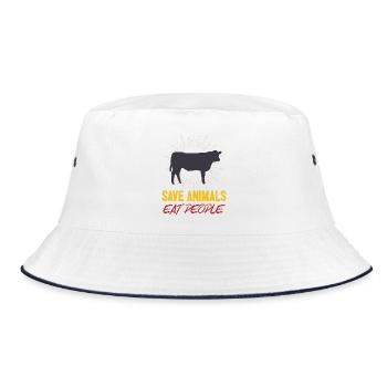 Tiere retten Menschen essen - Bucket Hat - Weiß/Navy - Vorne