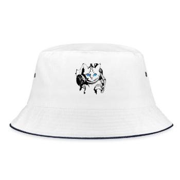 DJ Cat Blue Eyes - Bucket Hat - white/navy - Front