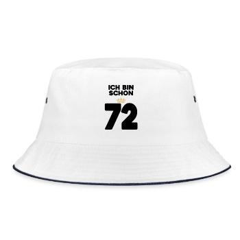 72 Geburtstag - 72 Jahre mit Krone - Bucket Hat - Weiß/Navy - Vorne