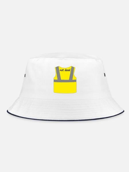 Gelbe Weste - Bucket Hat - Weiß/Navy - Vorne
