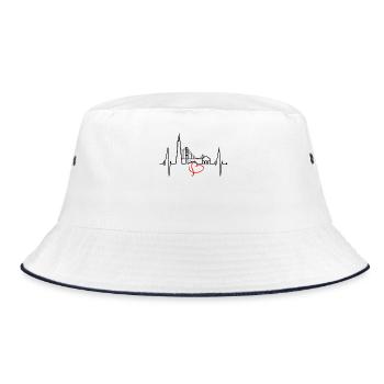 San Francisco Skyline Heartbeat California USA - Bucket Hat - white/navy - Front
